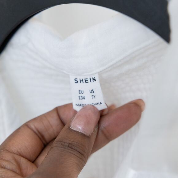 Shein White Cotton Boys Short Sleeve Button Down Shirt 9 - Picture 4 of 4